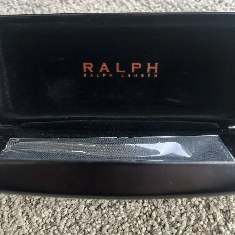 Ralph Lauren Hard Clam Shell Glasses Case Black Sealed Wipe Cloth‎ Velvet Lined